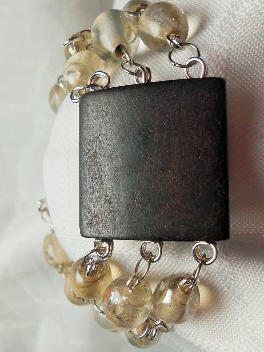 Handmade jewelry set with 3 rows bracelet and earrings with elk bone bead